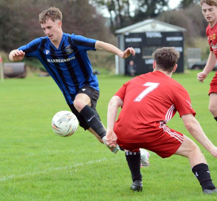 Cameron Brunton scored twice for Hakin at Carew. Picture Gordon Thomas